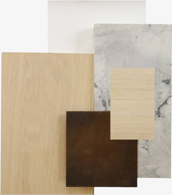 A collection of materials used in the kitchen layered on top of each other